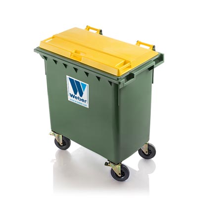 мусорные баки 770 л вид сбоку